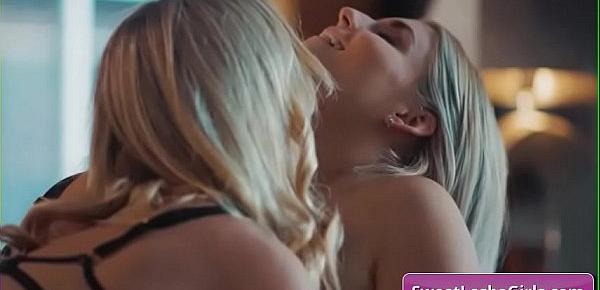  Sexy blonde lesbian babes Mona Wales, Nikki Peach sucking hard nipples and licking each others pussy